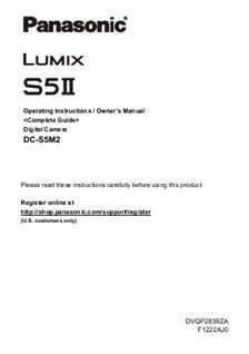 Panasonic Lumix S5 MK2 manual. Camera Instructions.